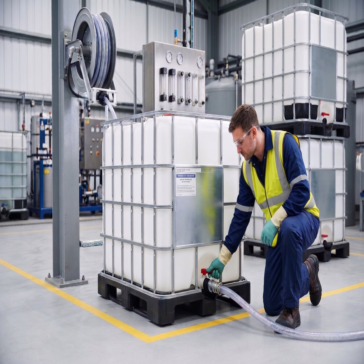 1000L IBC Container with Plastic Pallet – Hazardous Liquids, UN Approved