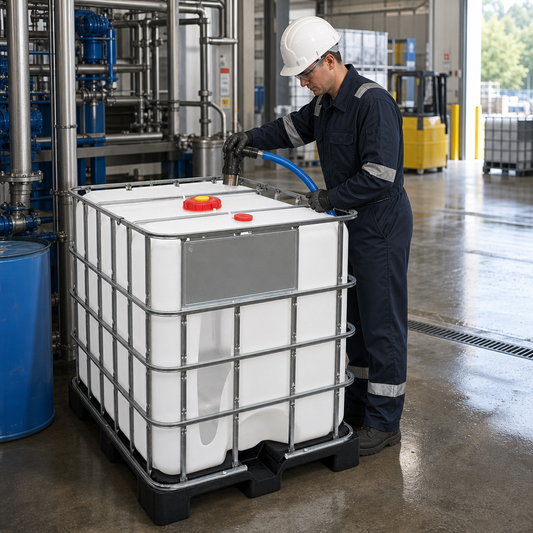 Rebottled 1000L IBC with CDS Dip-Tube – Steel Pallet (Ideal for AdBlue)