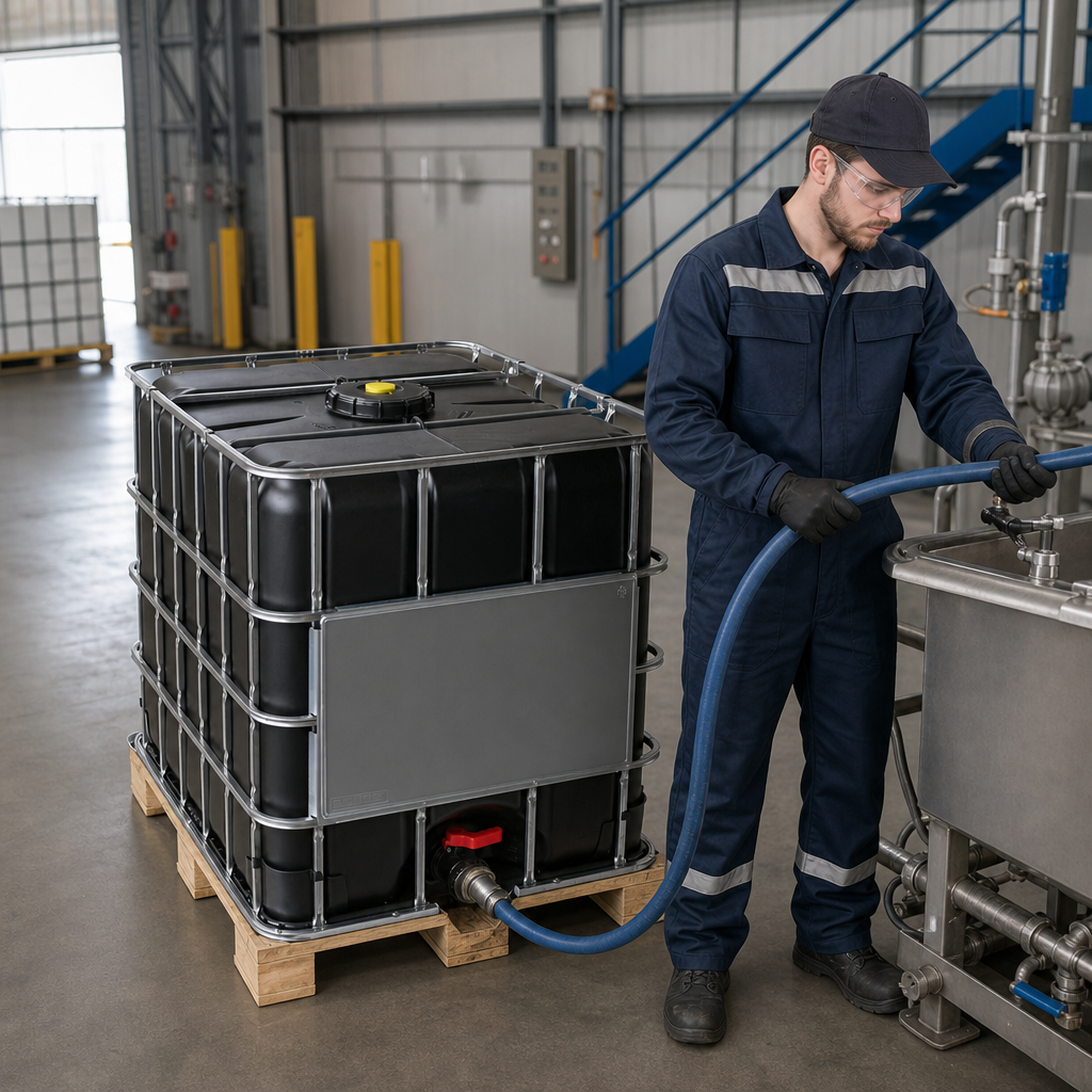 Rebottled 1000L IBC on Wood Pallet for Non-Hazardous Liquids