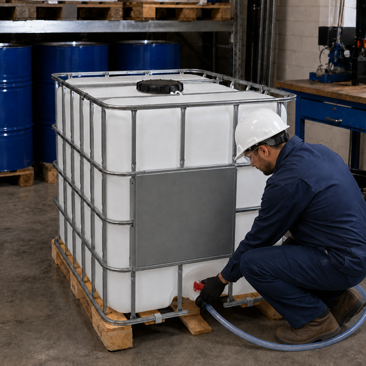 1000L Reconditioned IBC on Timber Pallet for Safe Storage