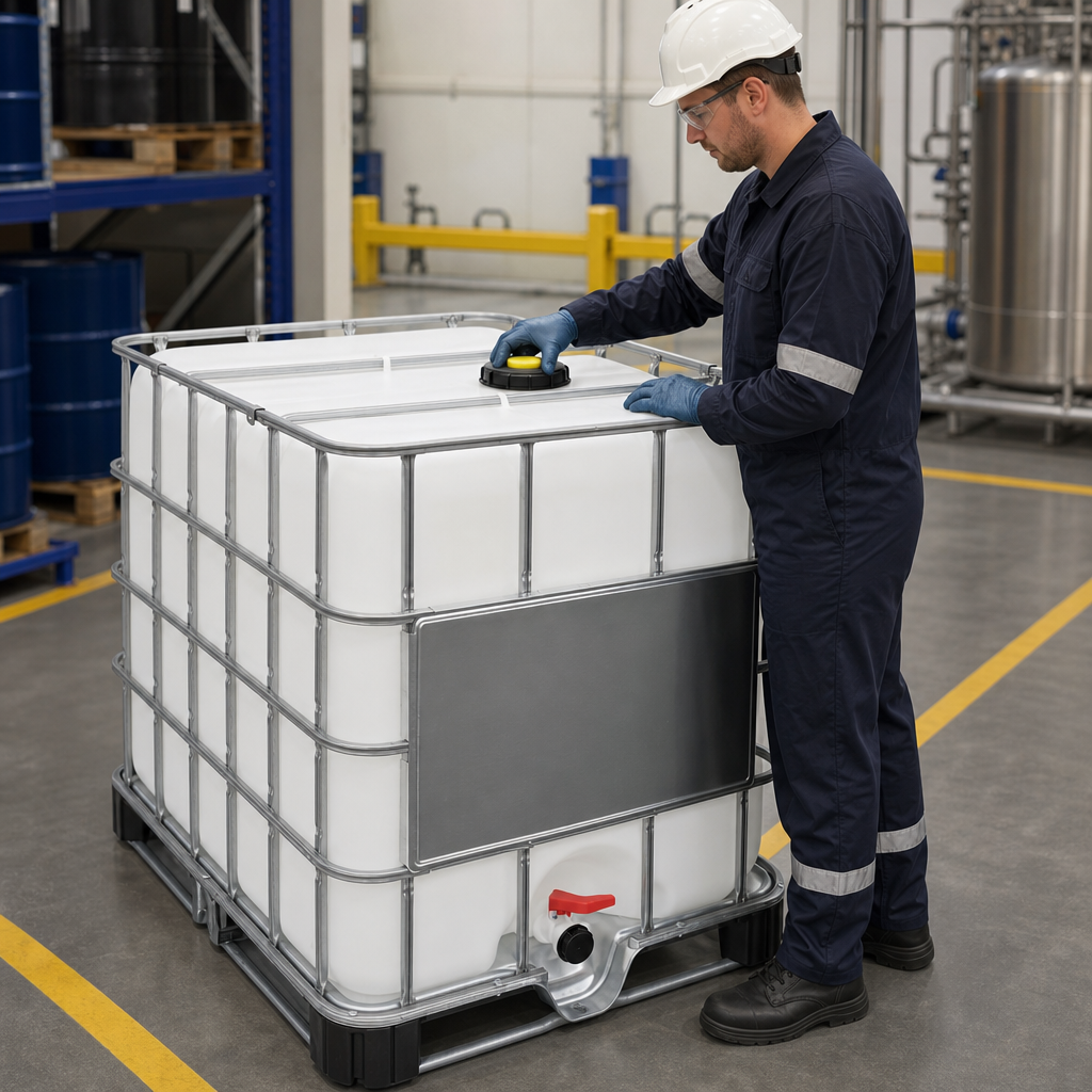 Reconditioned 1000L IBC on Plastic Pallet for Safe Storage