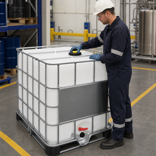 Reconditioned 1000L IBC on Plastic Pallet for Safe Storage