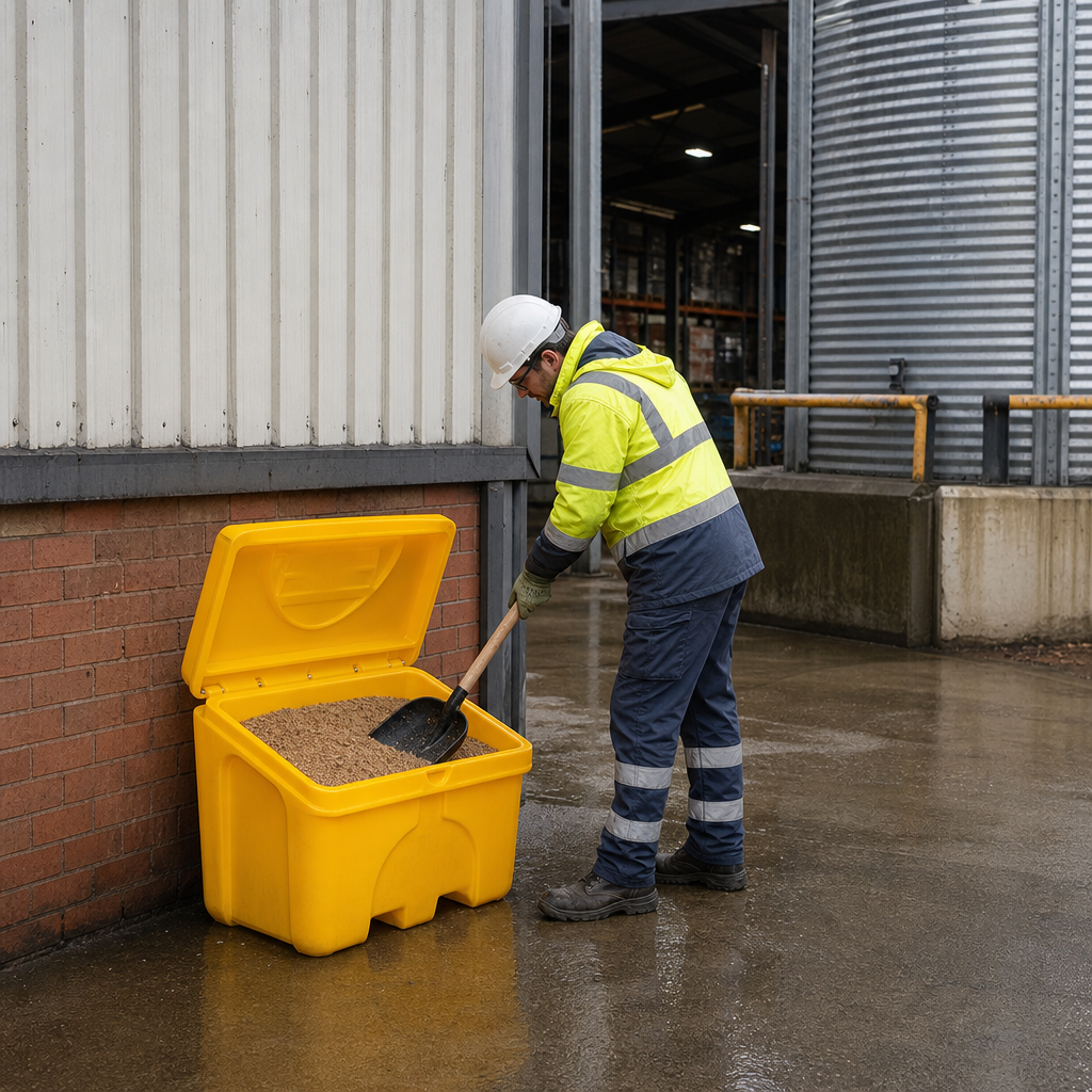 400L Yellow Grit and Salt Storage Bin for Outdoor Use