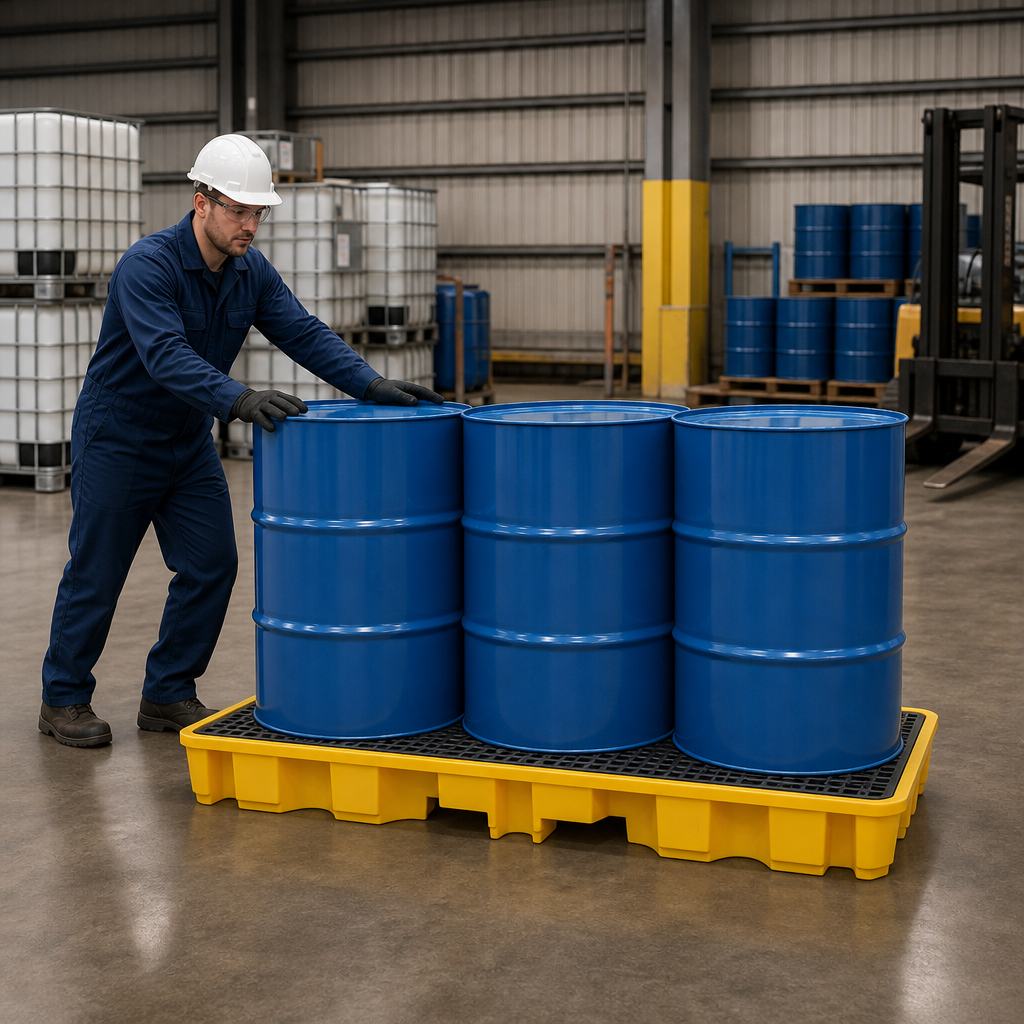 4 Drum Spill Pallet Bund for Safe Oil Storage