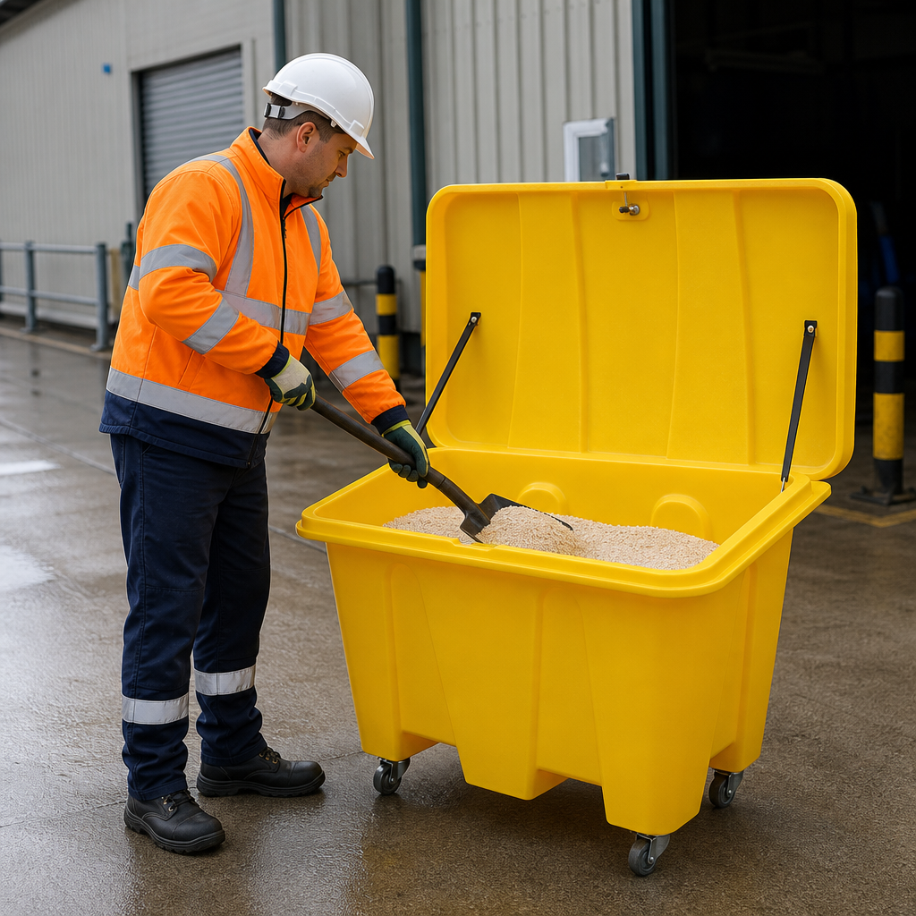 500L Yellow Grit and Salt Storage Bin for Outdoor Use