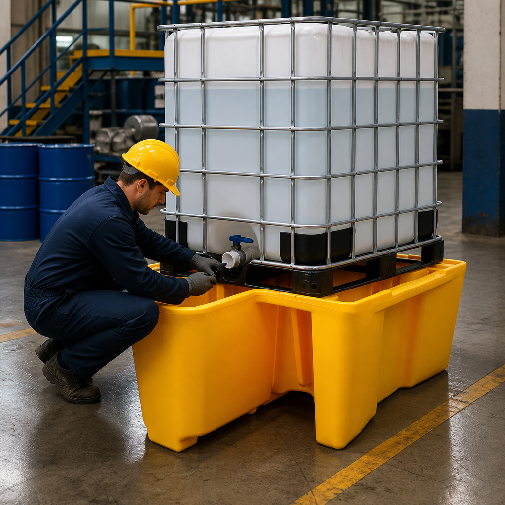 Single IBC Bund with Drip Catcher for Spill-Free Environments