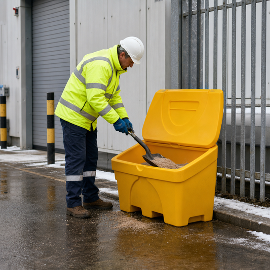 200L Yellow Grit and Salt Storage Bin for Outdoor Use