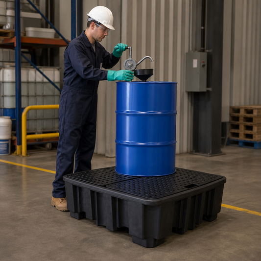 Large Drum Bund with Removable Platform for Safe Oil Storage