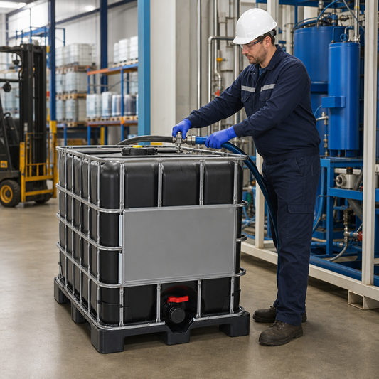 Rebottled 1000L IBC on Steel Pallet – Black UV Bottle, Non-Hazardous Liquids