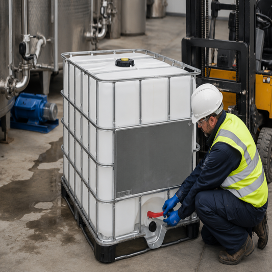 Rebottled 1000L IBC on Steel Pallet – Standard Bottle, Non-Hazardous Liquids