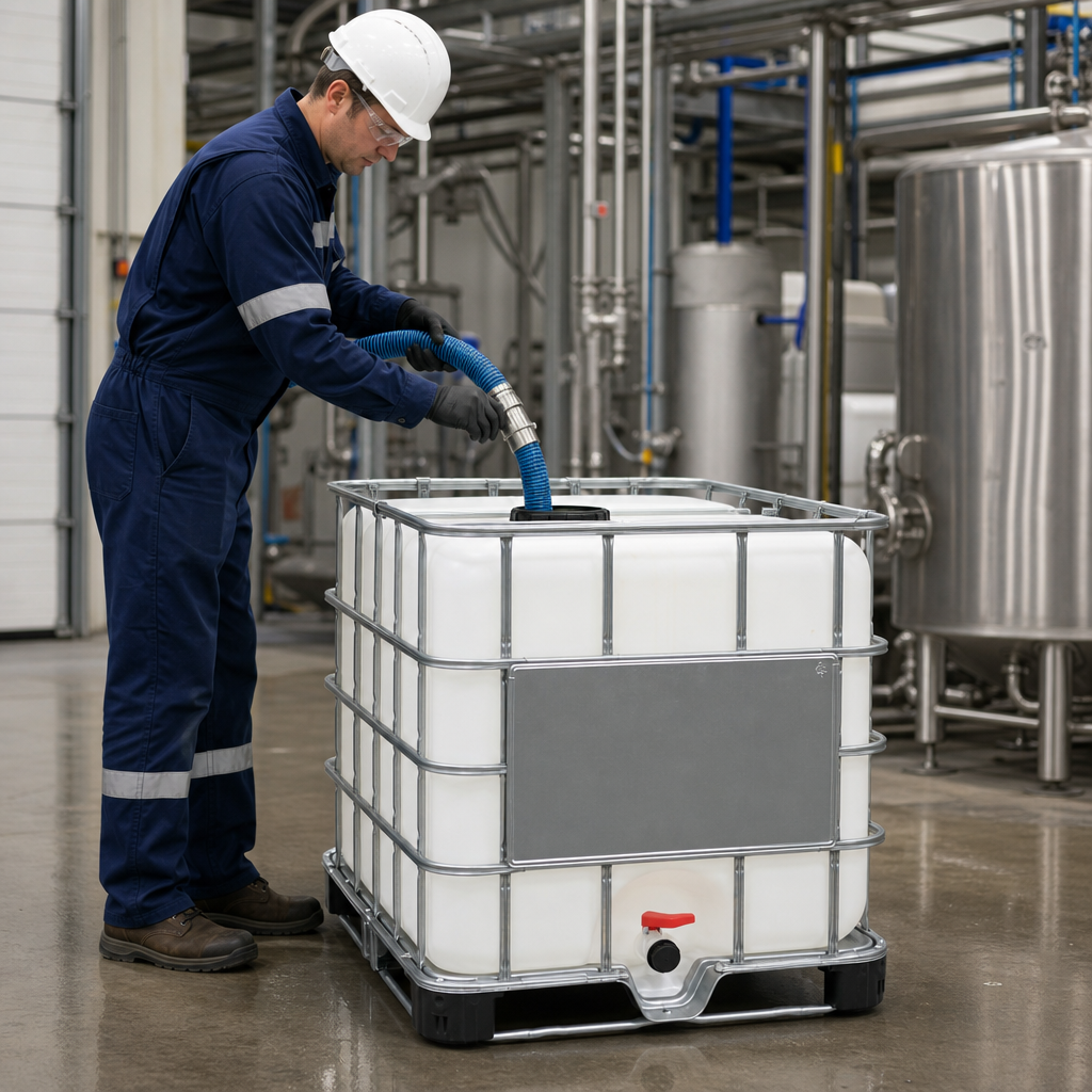 Rebottled IBC with 220mm Lid on Steel Pallet for Non-Hazardous Liquids