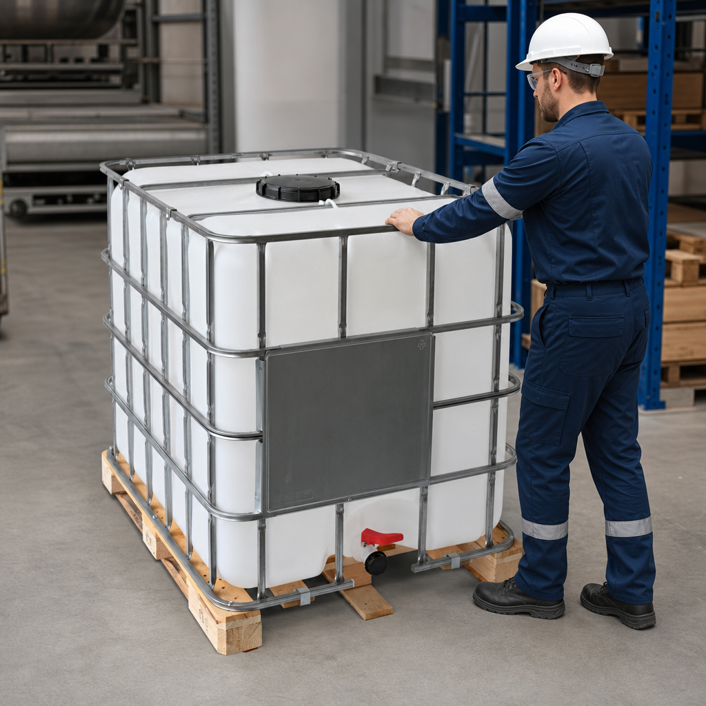 Reconditioned 1000L UN Approved IBC on Timber Pallet for Safe Storage