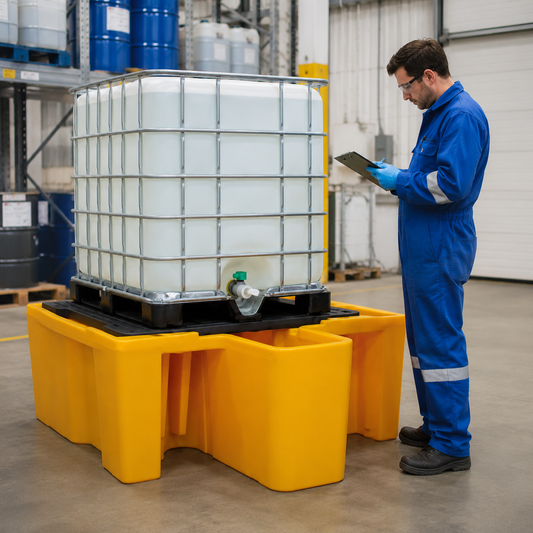 Single IBC Bund with Drip Catcher for Safe Storage