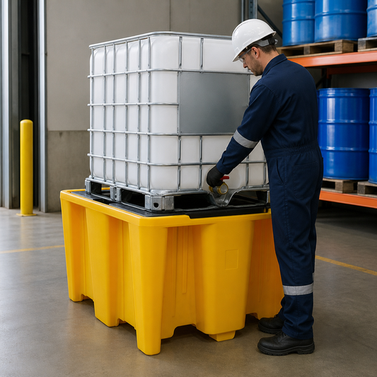 Single IBC Bund with Platform for Spill-Free Environments