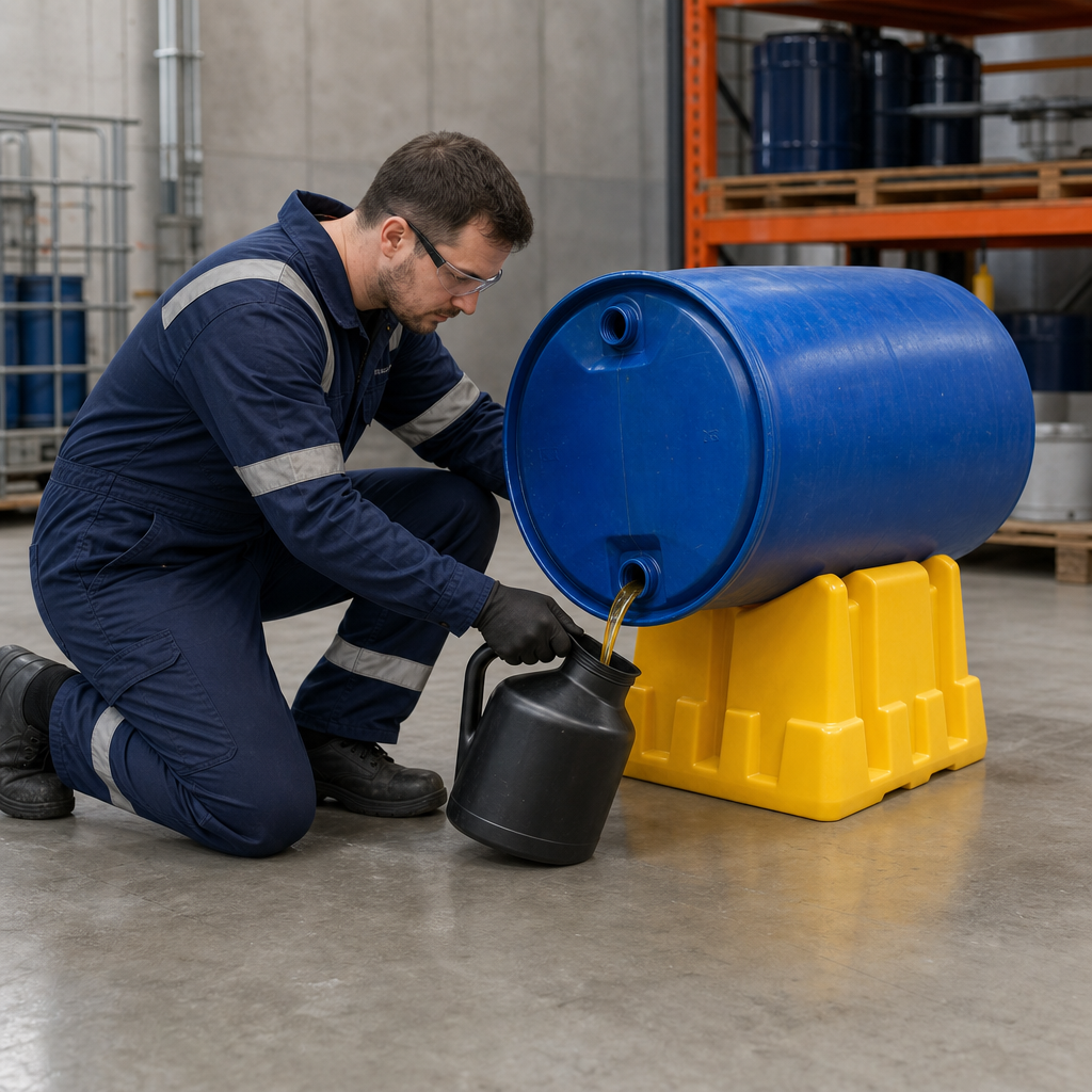 Single Oil Drum Stand for Safe Liquid Dispensing