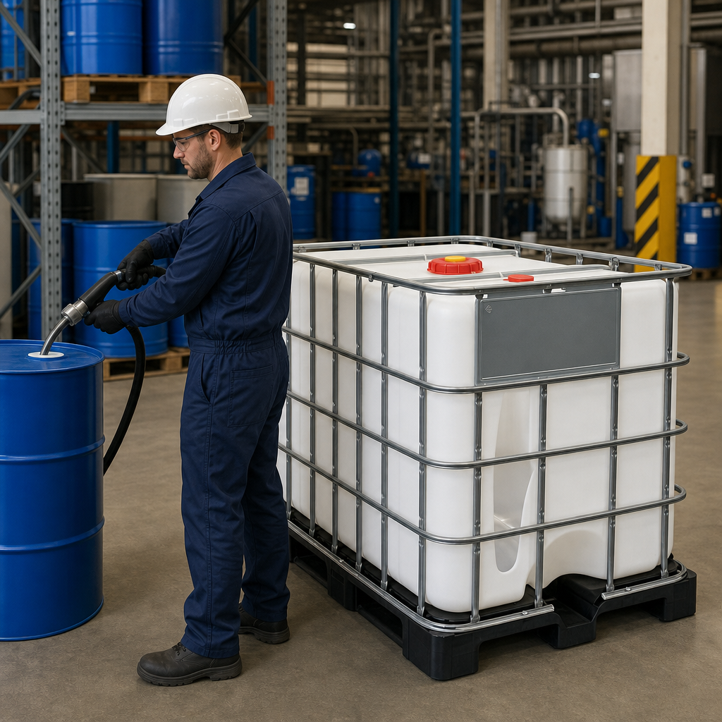 Rebottled 1000L IBC with CDS Dip-Tube – Steel Pallet (Ideal for AdBlue)