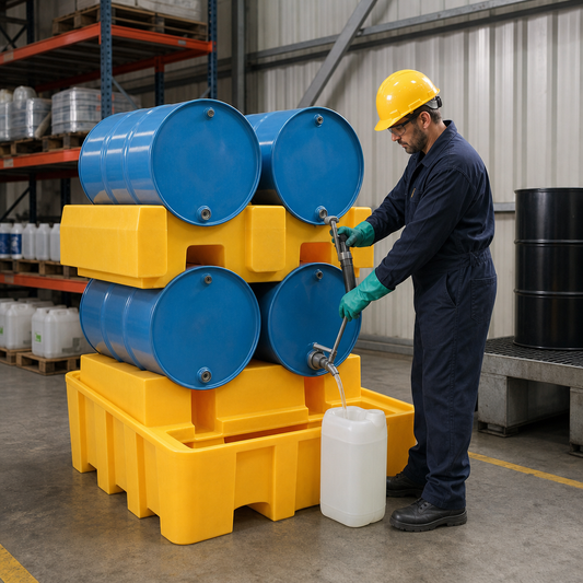 Horizontal Double Drum Bund for Safe Storage and Dispensing