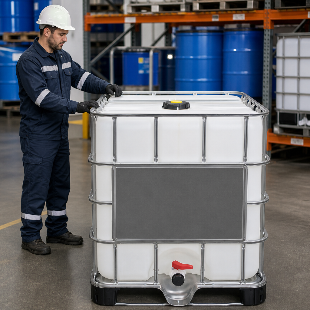 Reconditioned 1000L IBC Plastic Pallet with Large Valve for Safe Storage