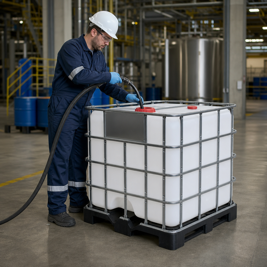 Rebottled 1000L IBC with CDS Dip-Tube – Timber Pallet (Ideal for AdBlue)